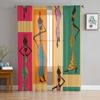 Beautiful African Women With Vases Chiffon Sheer Curtains for Living Room Bedroom Decoration Window Voiles Tulle Curtain