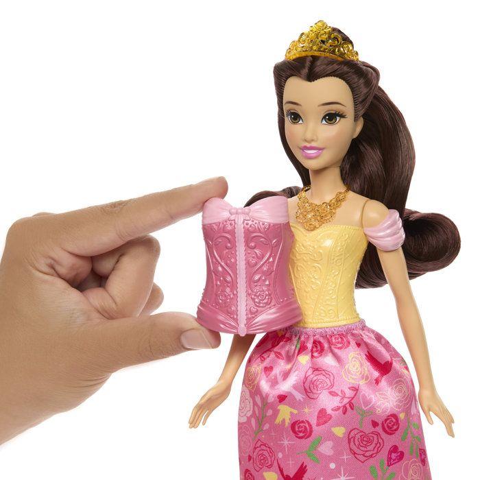 Poupée - DISNEY PRINCESSES - JFJ82 - Belle et ses Tenues - 2 occasions de jeu - Garde-robe modulable - 7 accessoires - Dès 3 ans