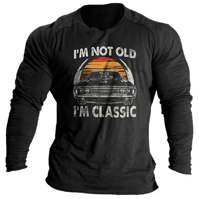 Vintage Men's Long Sleeve T-Shirt Word Tees Tops Graphics T-Shirts For Men 3D Slogan Printed Clothing Oversized Streetwear 5xl