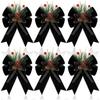 Large Christmas Tree Topper Bow Velvet Ribbon DIY Holiday Hanging Decoration Red,6pcs