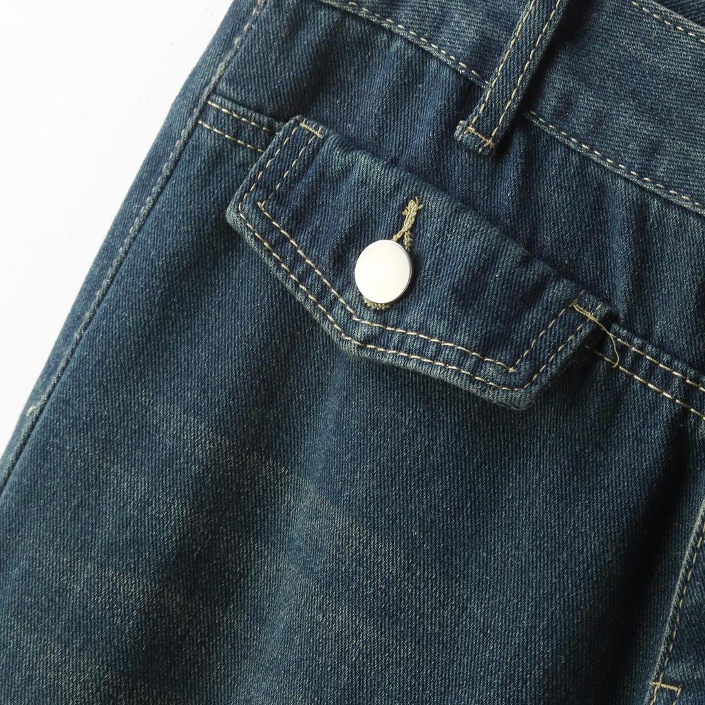 Retro Wide-leg Jeans For Women Fall High Waist Slim Loose Design Straight Floor-length Pants