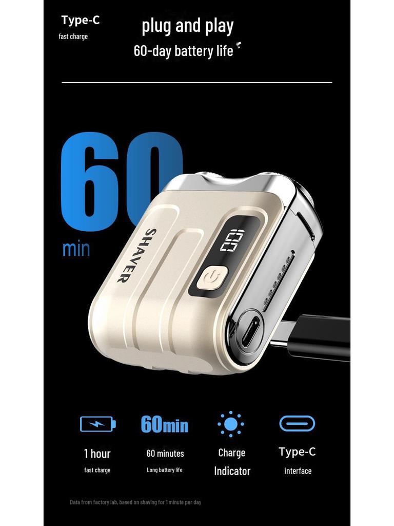 Compact Silent Electric Travel Razor for Men