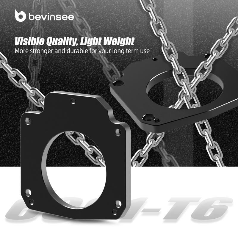 BEVINSEE Aluminum Throttle Body Adapter 4 Bolt Intake to 3 Bolt TB for LS Engine Drive By Wire