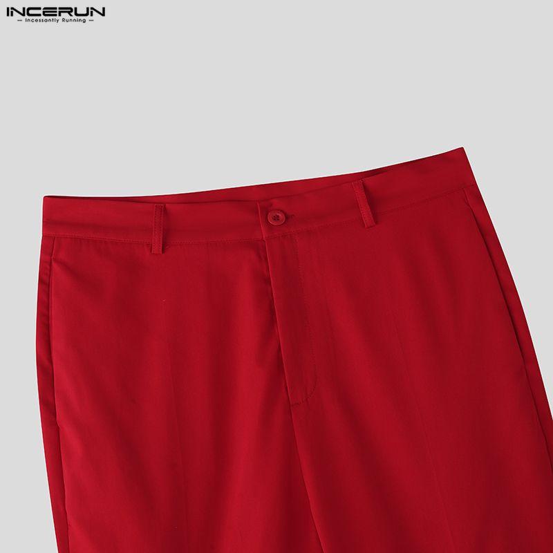 INCERUN 2PCS Men Lapel Long Sleeve Cropped Blazer Long Splits Flare Pants Casual Outfits Two Piece Sets