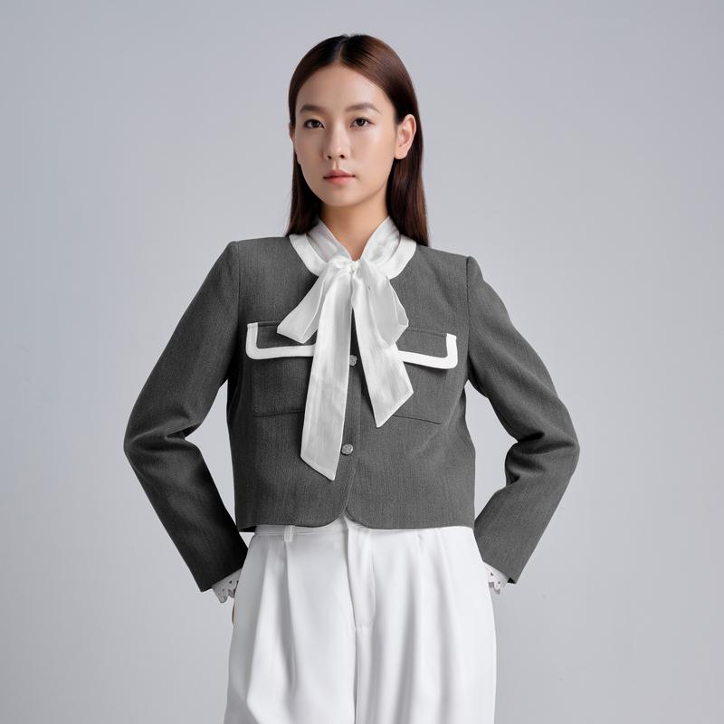 Velwin Autumn New Small Fragrant Style Contrasting Elegant Commuting Classic Coat