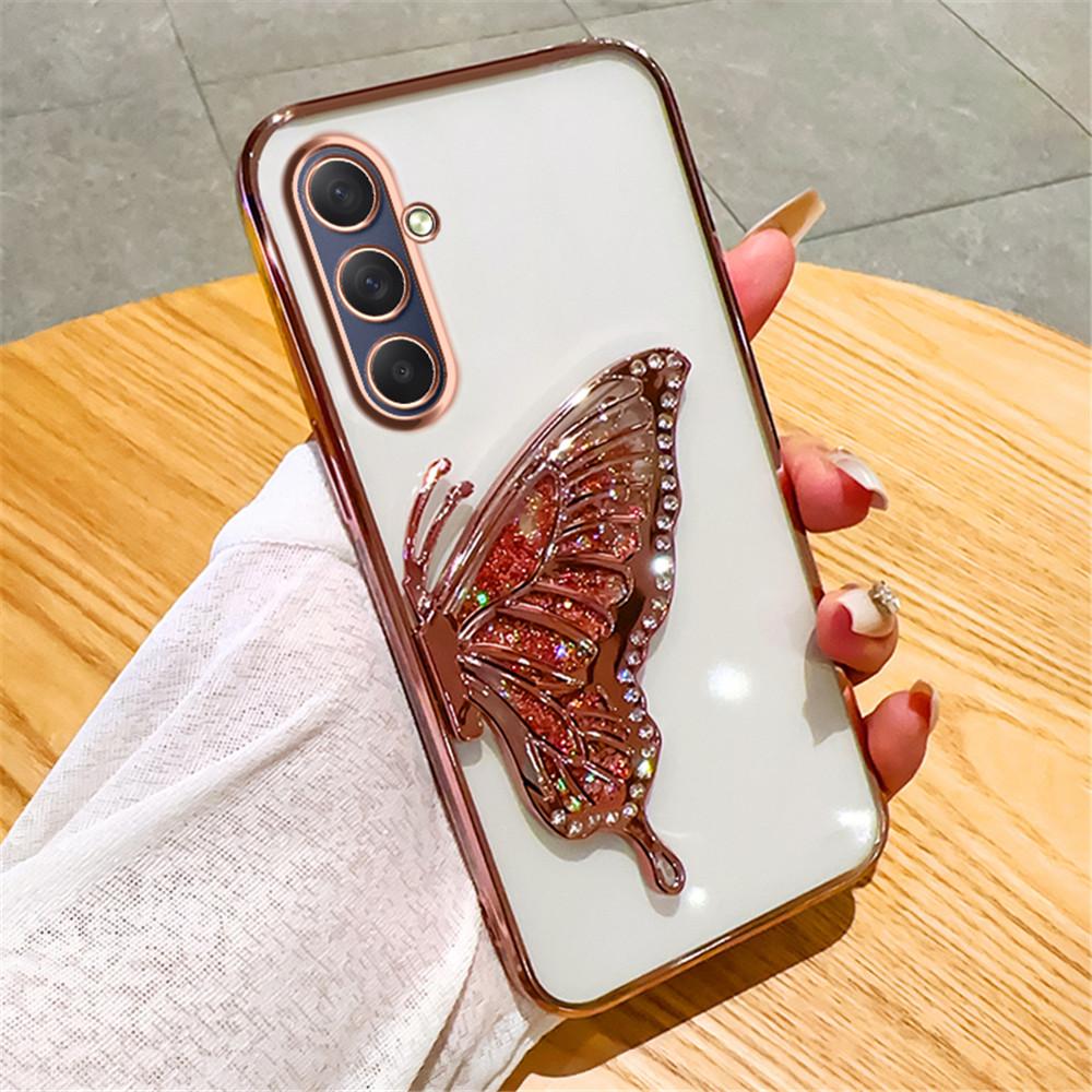 Градиентный чехол-книжка с бабочкой и зыбучим песком для Samsung Galaxy M55 M54 M34 M14 M53 M52 M51 M23 M33 M21 M31 F15 Мягкая силиконовая накладка