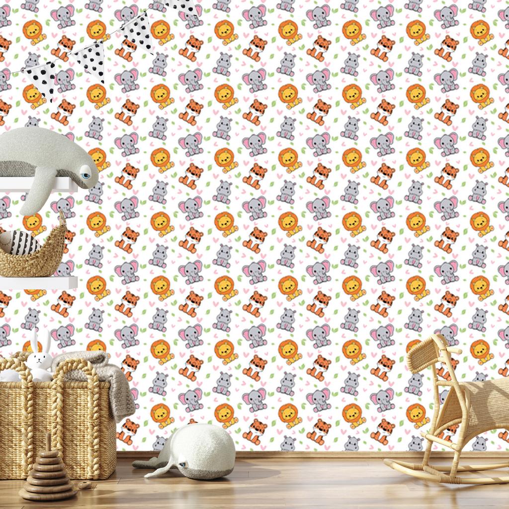 Animal Wallpaper White, Light Gray and Gold for Living Room and Bedroom 50x1000