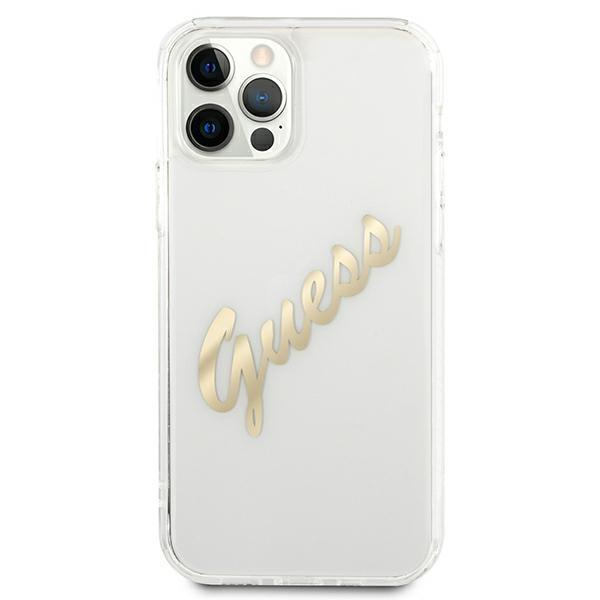 Guess Guhcp12Lktrsvgo Iphone 12 Pro Max 6,7 Transparent Hardcase Vintage Script Gold