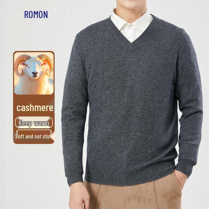 ROMON Мужской пуловер с V-образным вырезом из смесового кашемира
