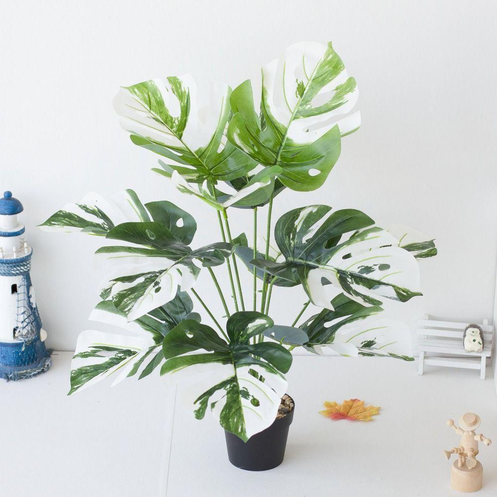 Большие зеленые пальмовые листья тропические растения искусственный лист монстеры офисное украшение для рабочего стола