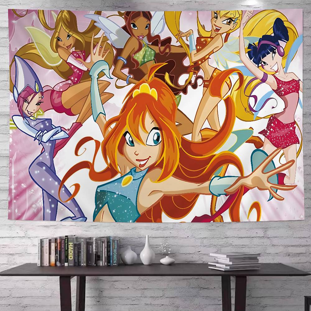 GirlWWinx Catoon Clubs Hanging Bohemian Tapestry Indian Buddha Wall Decoration Witchcraft Bohemian Hippie Cheap Hippie Wall Ha