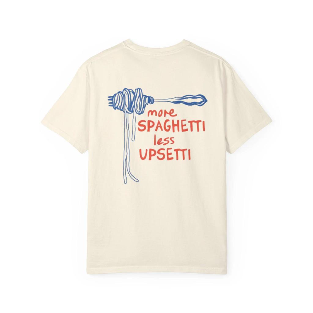 More Spaghetti Less Upsetti Tshirt Forkful Of Pasta Illustration Highquality Tshirt Fashion Trend Casual And Comfortable