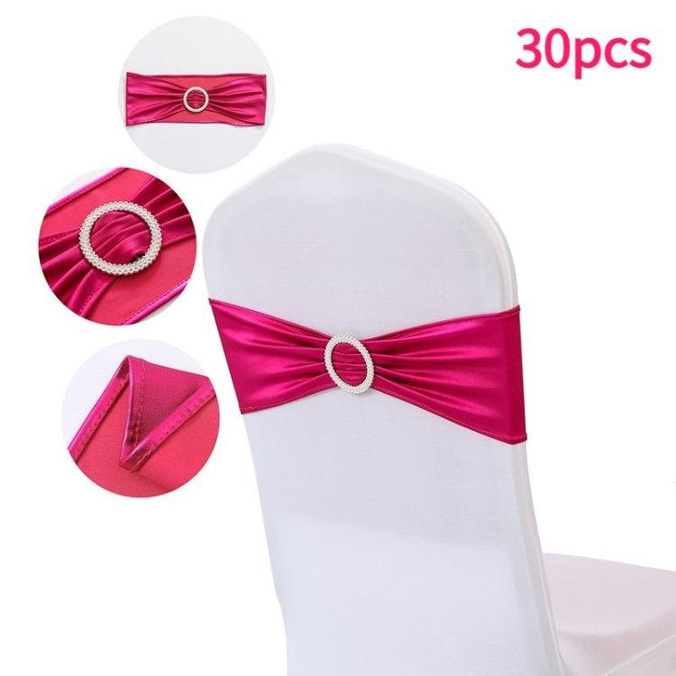 30pcs Elegant Golden Bow Chair Belts Elastic Bow Ribbon Chairs Back Decoration Gold Foil Tie Neatly Sewn Edges Sparkling Buckle