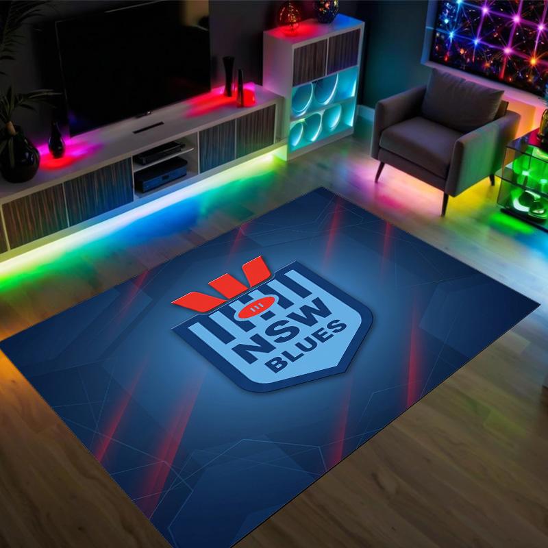 NSW Blues Design Crystal Velvet Carpet Cozy Non?Slip Printed Rug For Bedroom Living Room Entrance