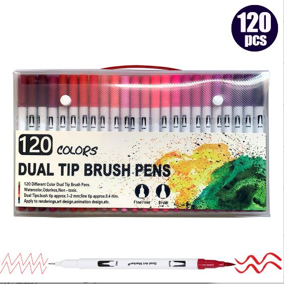 Washable Double-Ended Watercolor Markers with Soft Tips for Kids' Art
