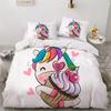 Children Bedding Sets Gifts Unicorn and Colorful Horse Printing Duvet Cover Sets for Kids Girls Boys 2/3 Pcs Single Pink Quilts
