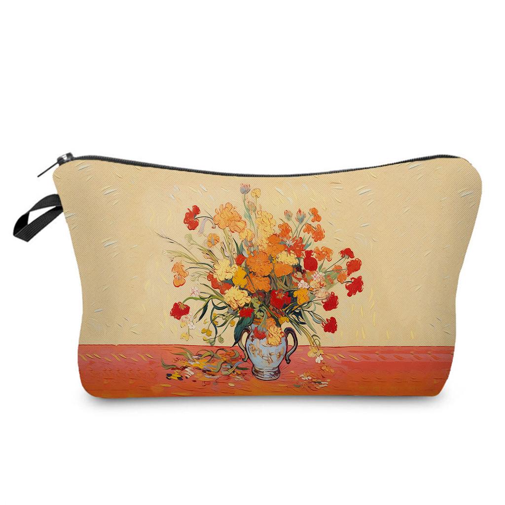 Women Oil painting of flowers Print Cosmetic Bag Toiletries Organize Travel Storage Case 6386