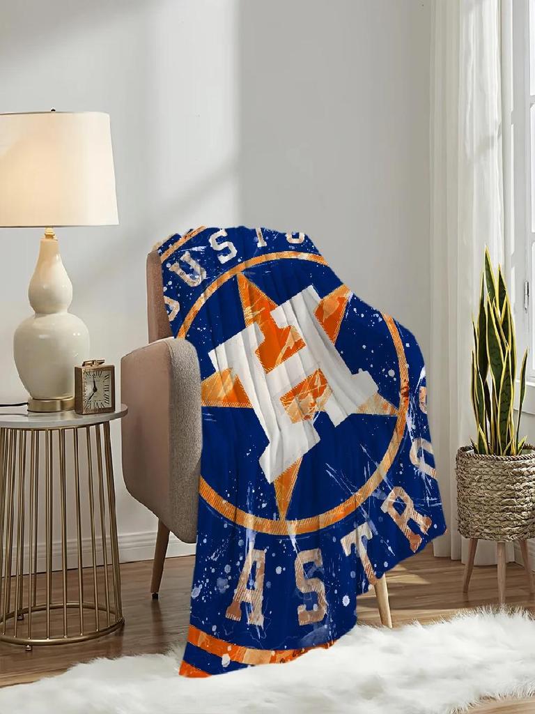 Astros Baseball Team Plush Throw Blanket for Sofa Bedroom Living Room Office Travel Birthday Gifts for Kids and Adults