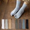 Men's Spring Five-finger Socks, Anti-pilling Boneless Sewn Mid-calf Socks, High-top Toe Split Socks, Cotton Socks