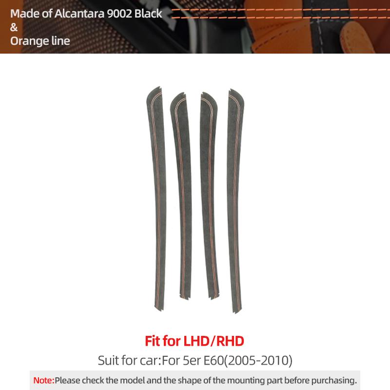 For BMW E60 Series 5 Car Door Side Panel Strips Trim Made of Alcantara Performance 4pcs Sticker Car Interior Tuning Accessories