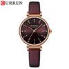 Женские модные наручные часы Curren Karin 9081 с кожаным ремешком - Простой, Красивый, Модный молодежный дизайн