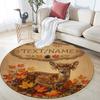 Custom Name,Autumn Woodland Animal Series pattern round rug,Carpet Rug for Living Room Bedroom Playroom ,Non-slip Floor Mat,Holiday Gifts and Birthday