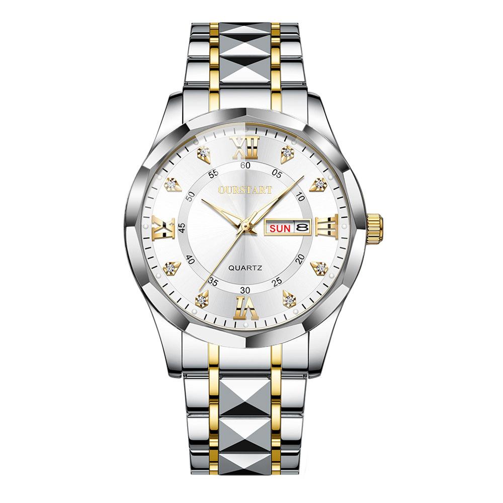 UTHAI CQ381 Модные мужские часы ночная подсветка водонепроницаемые двойной календарь кварцевые часы легкие роскошные часы подарок часы для мужчины