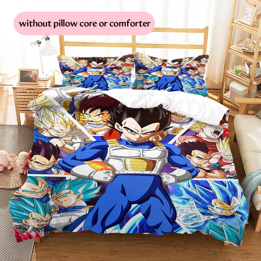Vegeta Dragon Ball Pattern Bedding Home Decoration Birthday Gift (1 * duvet cover + 2 * pillowcase, without core)