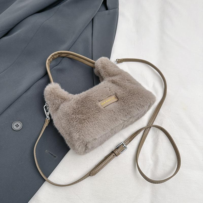 Осень-зима новая плюшевая сумка через плечо темперамент элегантная мягкая плюшевая сумка корейская мода буквы кроссбоди сумки тренд