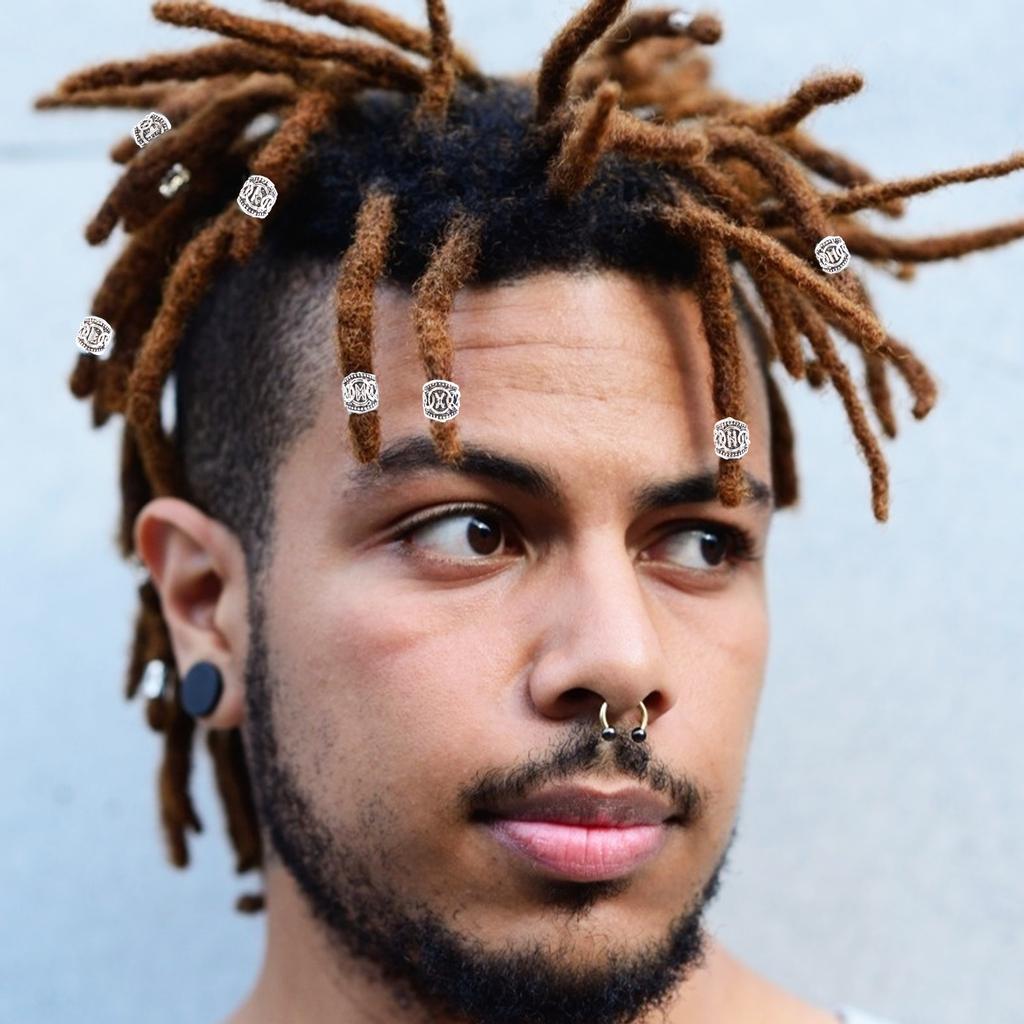 48 шт./компл. Рунические бусины для бороды викингов, бусины-трубки для волос, бусины для дредов, бусины для волос