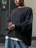 Свободный вязаный свитер с круглым вырезом для женщин - Весна и Осень 2024