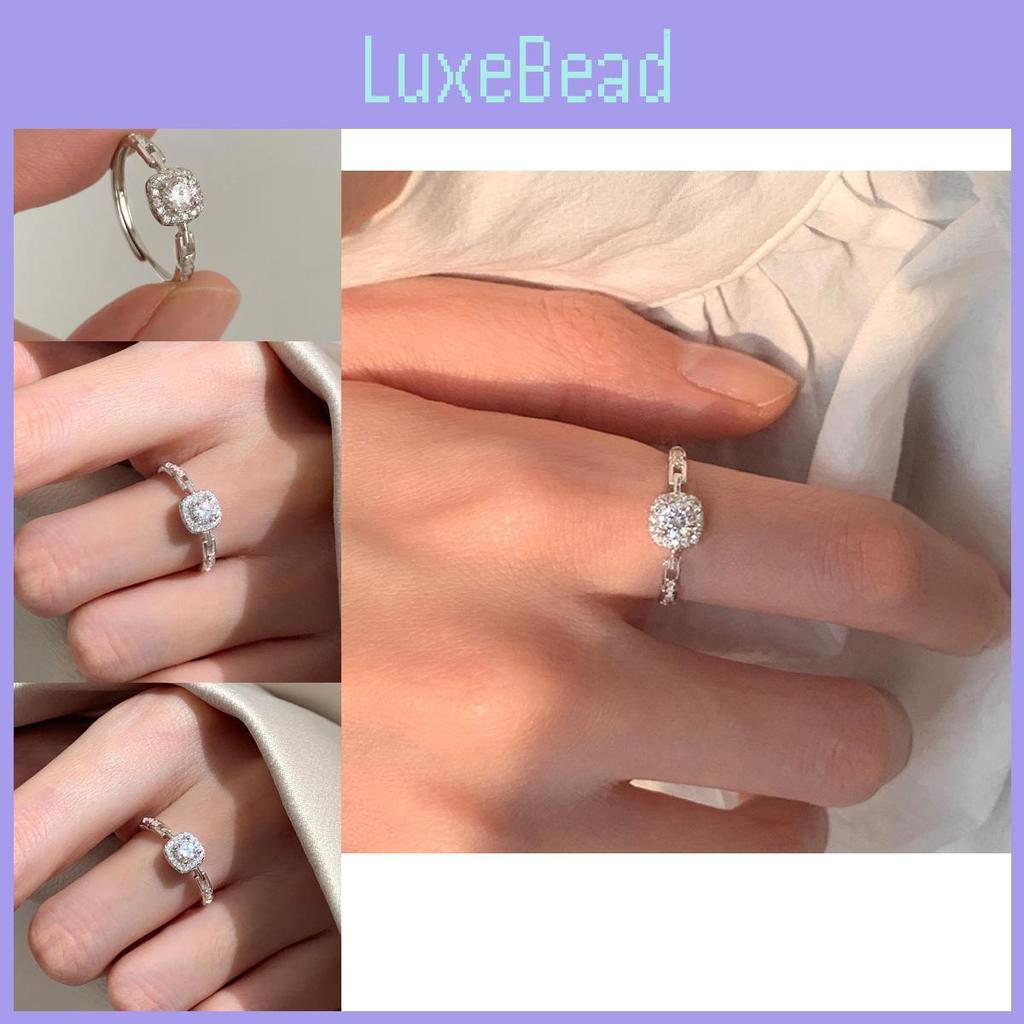 Exquisite Geometric Design Zirconia Square Stone Chain Ring For Women Stylish Adjustable Fashion Accessories