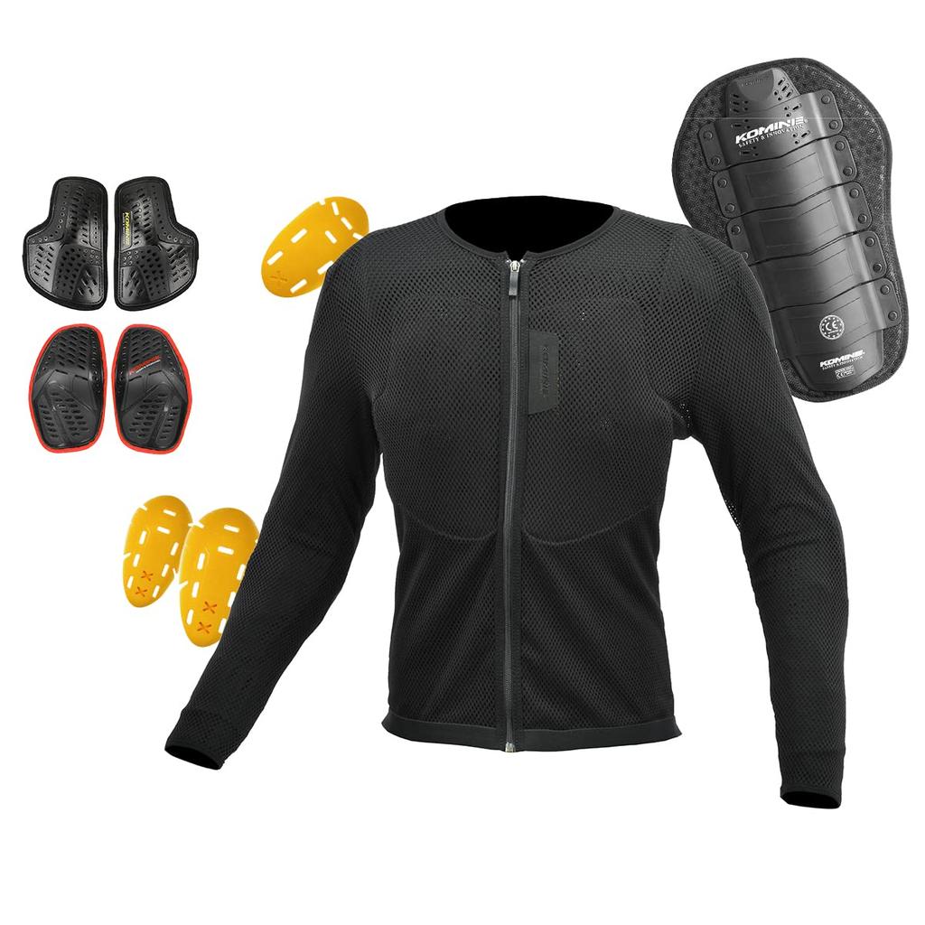 Komine Super Cool Armored Top Innerwear for Size S SK-834 Motorcycles, Black,