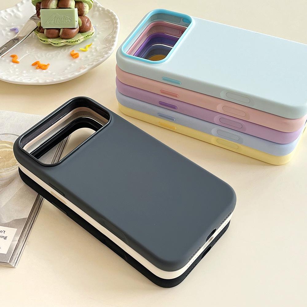 Two-Color Liquid Silicone Case for iPhone 17 Pro Max - Anti-Fall, Compatible with iPhone 14/15/16