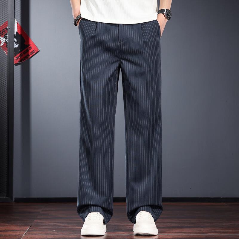 Мужские полосатые свободные прямые брюки JieLeNuo в стиле business casual