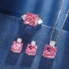 Jewelry High Carbon Diamond Ice Flower Cut Copper Inlaid Princess Pink Diamond Set 12 * 12-10 * 10