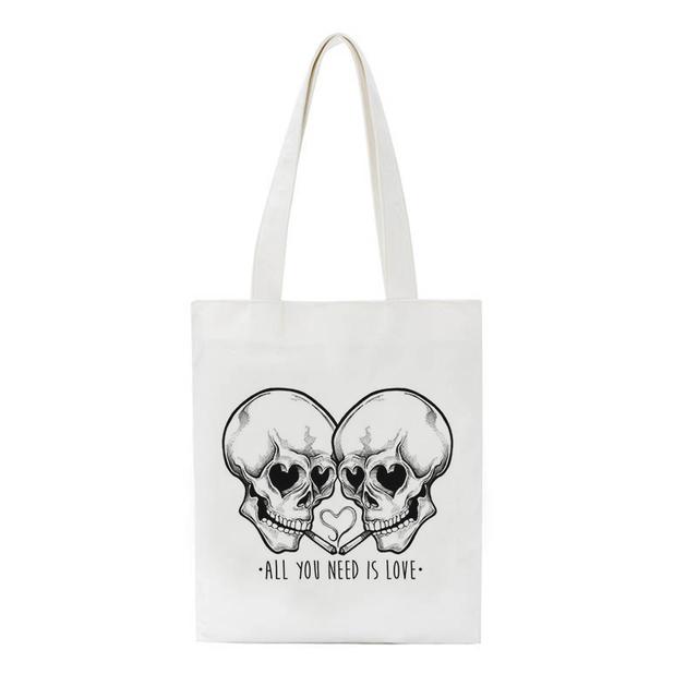 Женская сумка через плечо с готическим демоном и принтом High Street, холщовая сумка с черепом y2k, винтажная сумка-тоут, большая вместительная темная сумка для покупок в стиле хип-хоп