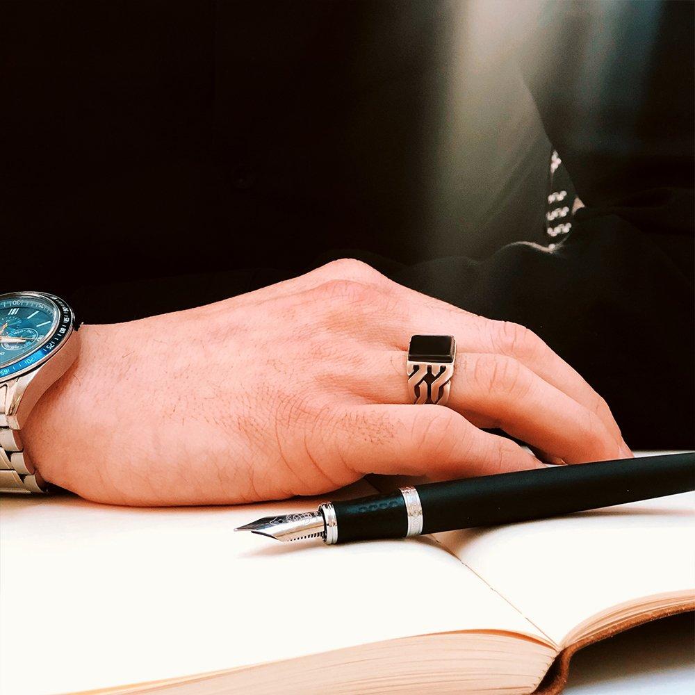 Oniks Taşlı 925 Ayar  Gümüş Yüzük