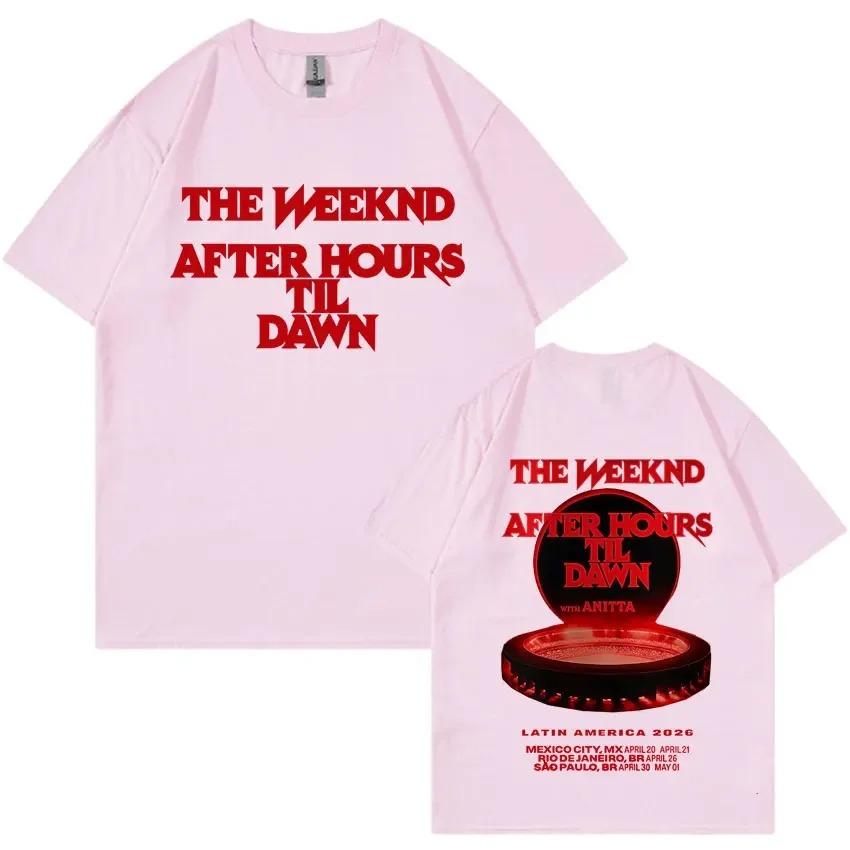 Музыкальная футболка унисекс The Weeknd After Hours Til Dawn 2026 World Tour Хип-хоп Харадзюку Стиль Круглый вырез