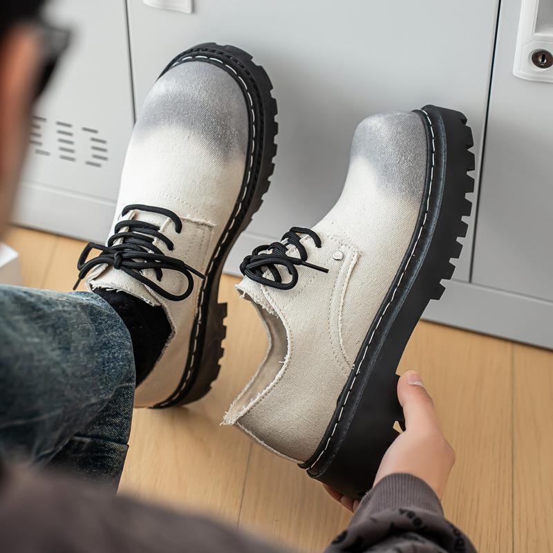 Модные Новые Мужские Дерби Британского Стиля с Большим Круглым Носком, Массивные Кроссовки на Платформе, Оригинальная Дышащая Повседневная Обувь для Уличной Моды и на Каждый День