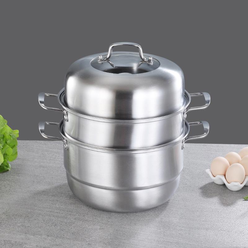 Stainless Steel Thickened Double-Ear Soup Pot (22/24/26cm) with Double Bottom and Gift Box