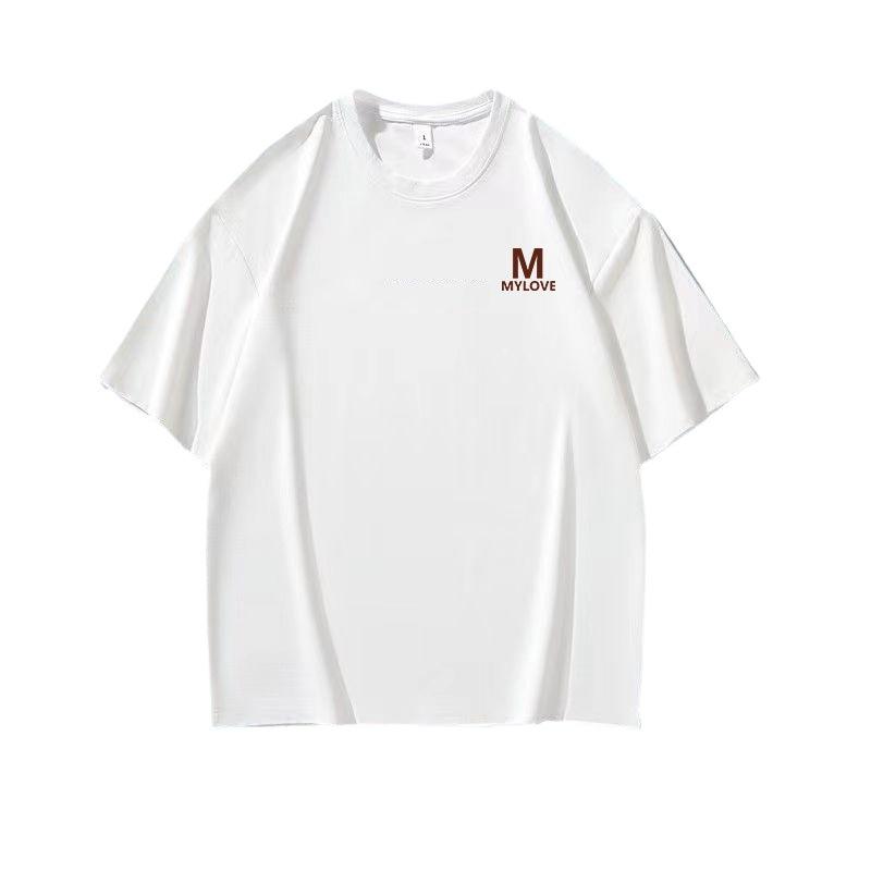 Унисекс футболки с коротким рукавом из черного ледяного шелка: Универсальный, модный гонконгский стиль для пар