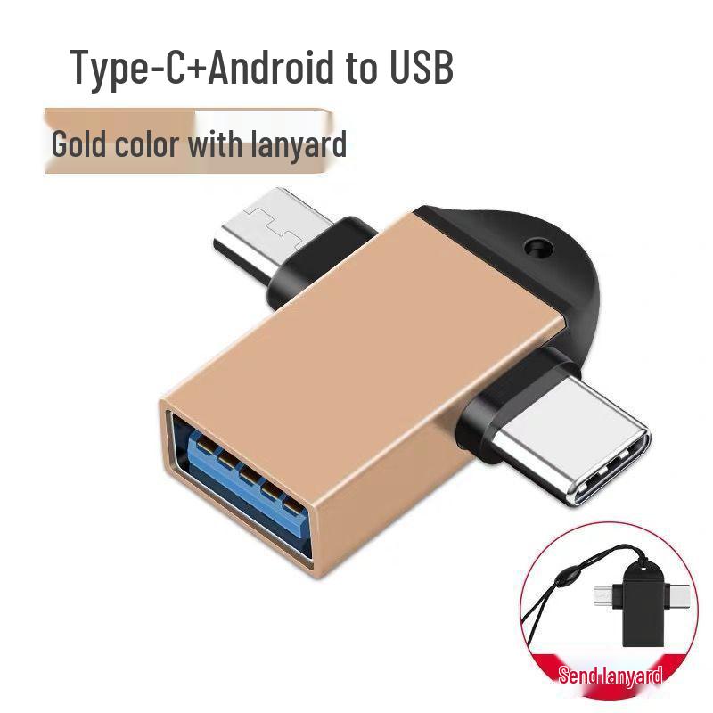 Двухсторонний OTG-адаптер для Android 3.0: Многофункциональный конвертер Type-C на USB с ремешком.