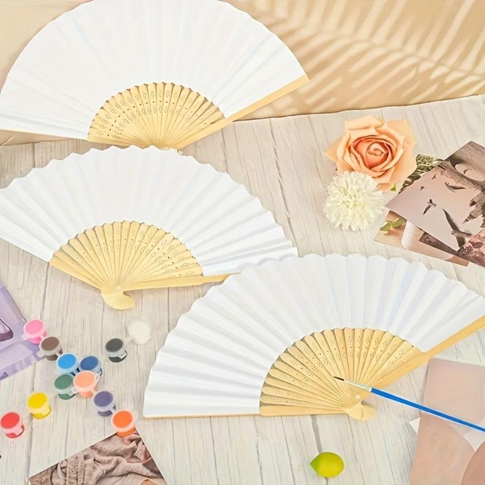 4 шт. 7/10/12 дюймов DIY Раскрашивание Веер Белый Пустой Складной Веер Подарки Веер для Тай-чи Свадебная Вечеринка