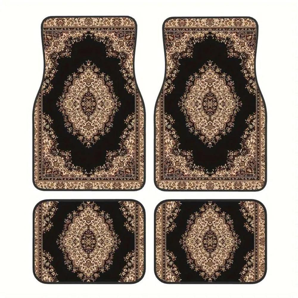4Pcs Heavy Duty Persian Carpet Bohemian Car Floor Protector Rugs for Front Rear Seats