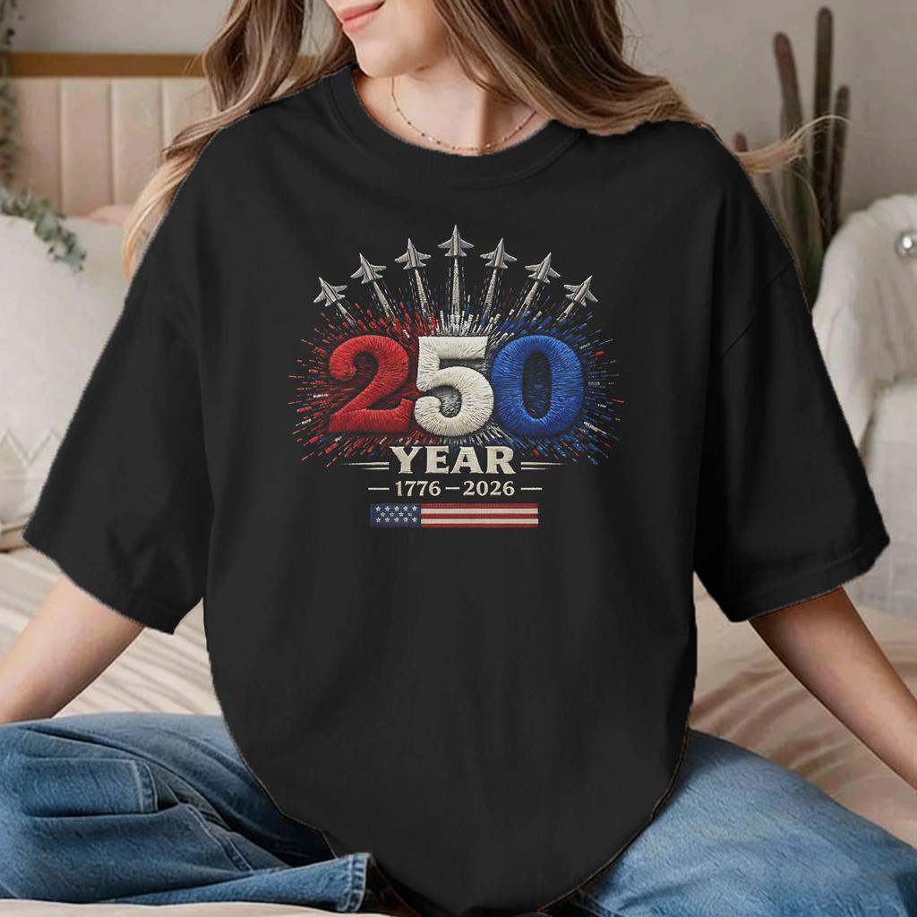 God 250 Years TShirts for Unisex Unisex 250th Anniversary USA Novelty Pure Cotton Tee Shirt Short Sleeve T Shirt Printed Clothes