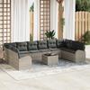 11-Piece Garden Sofa Set with Grey Cushions Synthetic Rattan, 2-Seater Garden Sofa with Storage & 3354901