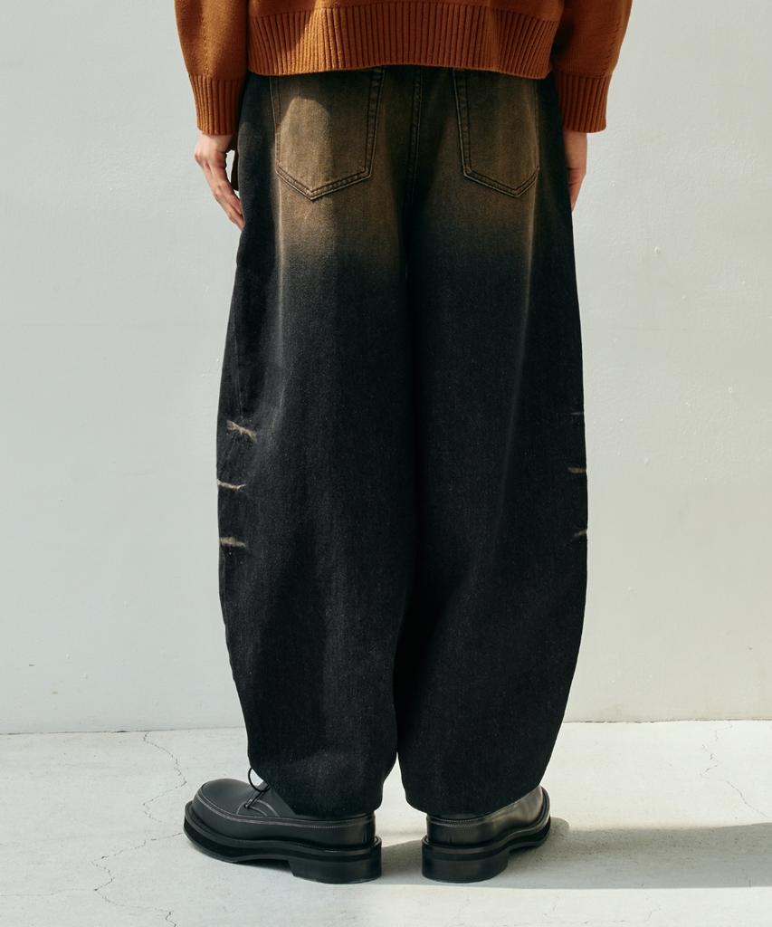 MINAV Deep Wide Balloon Denim Pants [Black]