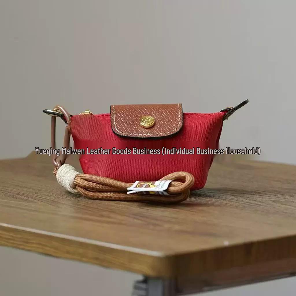 Сумка-пельмень Longxiang Mini из нейлона с кожаной отделкой - Хранение монет, наушников, помады - Милая маленькая сумка через плечо.