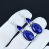 Lapis Lazuli & Blue Sapphire Gemstone Earrings, 925 Sterling Silver Earrings, Party Wear Jewelry, Dangle Drop Earrings For Engagement Gifts